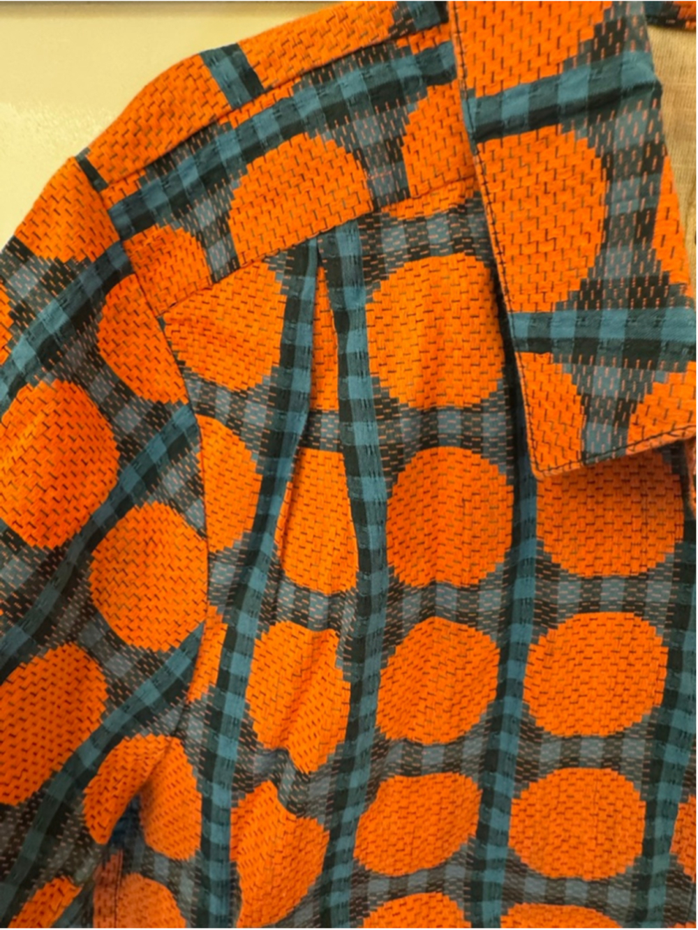 Ace & Jig Womens Medium Organic Cotton Button Front Shirt Orange Blue Polka Dot - Picture 4 of 6